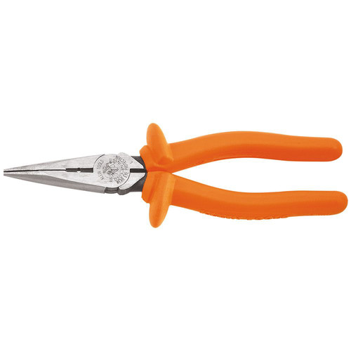 Pliers | Klein Tools D203-8N-INS 8 in. Insulated Long Nose Side-Cutting/Stripping Pliers image number 0