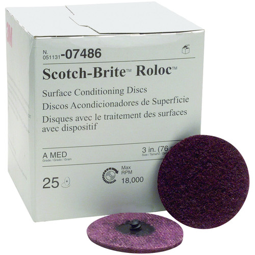 Grinding, Sanding, Polishing Accessories | 3M 7486 3 in. Scotch-Brite Roloc Maroon Medium Surface Conditioning Disc image number 0