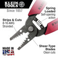 Cable and Wire Cutters | Klein Tools 11049 Wire Stripper Cutter for 8 - 16 AWG Stranded Wire - Red image number 1