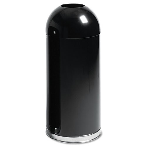 Trash & Waste Bins | Rubbermaid R1536EOTGLBK European/Metallic 15-Gallon Round Open Top Receptacle (Black) image number 0