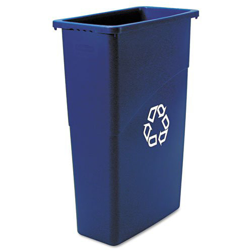 Trash & Waste Bins | Rubbermaid 354075BE 23-Gallon Slim Jim Recycling Container (Blue) image number 0