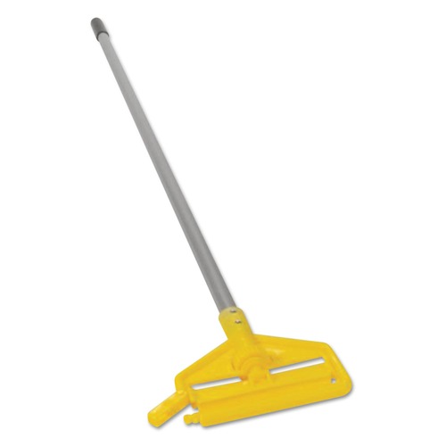 Mops | Rubbermaid Commercial FGH136000000 1 in. x 60 in. Invader Aluminum Side-Gate Wet-Mop Handle - Gray/Yellow image number 0