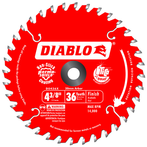 Blades | Diablo D0436X 4-3/8 in. 36 Tooth Finishing Saw Blade image number 0