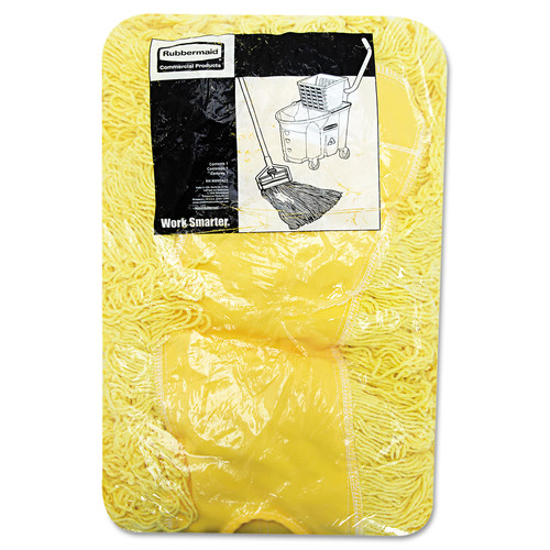Mops | Rubbermaid FGJ15200YL00 18 in. Trapper Commercial Looped-End Launderable Dust Mop (Yellow) image number 0