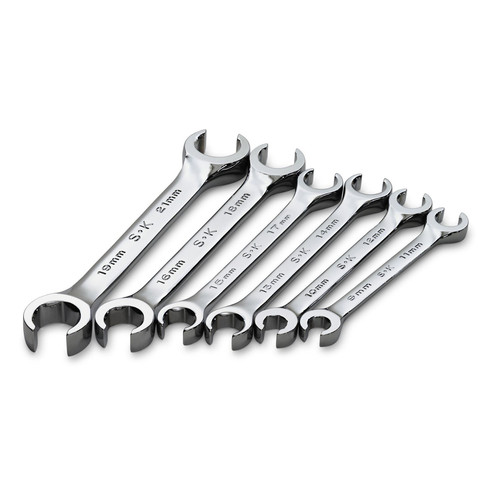 Flare Nut Wrenches | SK Hand Tool 376 6-Piece SuperKrome Metric Flare Nut 6 Point Wrench Set image number 0