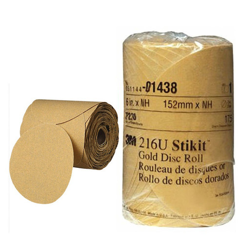 Sanding Discs | 3M 1438 6 in. P220 Stikit Gold Sanding Discs (175-Pack) image number 0