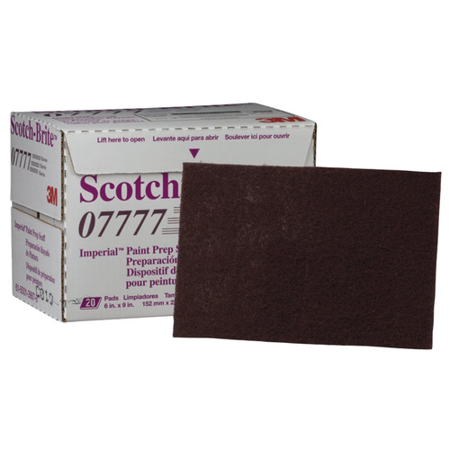 Grinding, Sanding, Polishing Accessories | 3M 7777 Scotch-Brite Imperial Paint Prep Scuff Pad Maroon 9 in. x 6 in. (20-Pack) image number 0