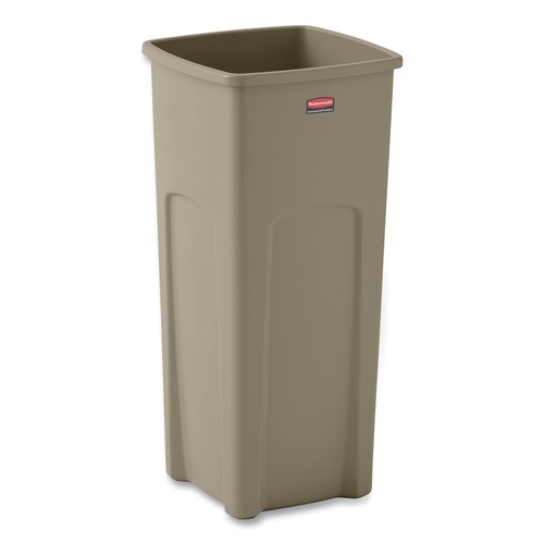 Trash & Waste Bins | Rubbermaid Commercial FG356988BEIG Untouchable 23 Gallon Square Plastic Waste Container - Beige image number 0