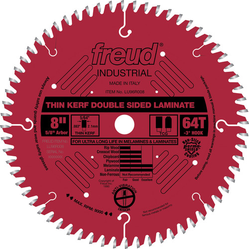Blades | Freud LU96R008 8 in. 64 Tooth Thin Kerf Double-Sided Laminate/Melamine Saw Blade image number 0