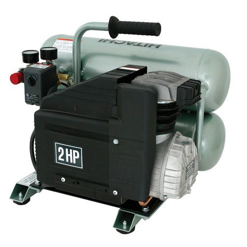 Portable Air Compressors | Factory Reconditioned Hitachi EC12 1.5 HP 4 Gallon Oil-Lube Twin Stack Air Compressor image number 0