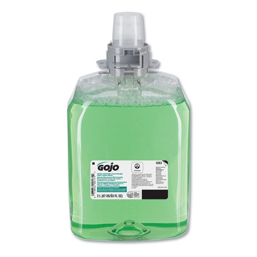 Cleaning & Janitorial Supplies | GOJO Industries 5263-02 2000 mL Refill Green Certified Foam Hair and Body Wash - Cucumber Melon (2/Carton) image number 0