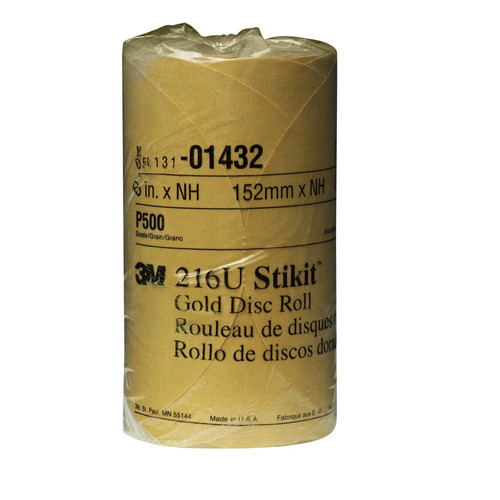 Grinding Sanding Polishing Accessories | 3M 1432 6 in. P500A Stikit Gold Disc Roll (175-Pack) image number 0