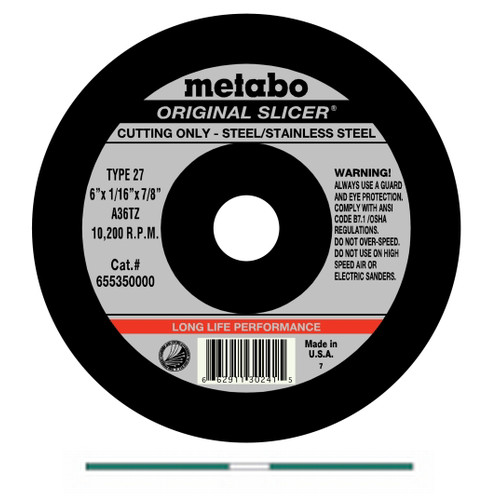 Grinding Sanding Polishing Accessories | Metabo 655344000-25 6 in. x 1/16 in. A36TZ Type 1 SLICER Cutting Wheels (25 Pc) image number 0