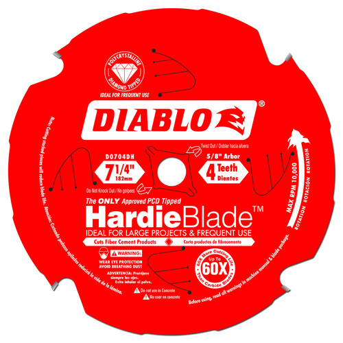 Blades | Diablo D0704DH 7-1/4 in. 4 Tooth Fiber Cement HardieBlade Saw Blade image number 0
