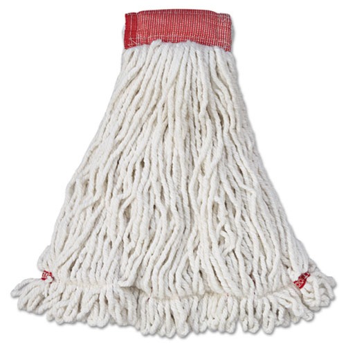 Mops | Rubbermaid Commercial FGA25306WH00 Web Foot Shrinkless Large Cotton/Synthetic Wet Mop Head with 5 in. Headband - White (6/Carton) image number 0