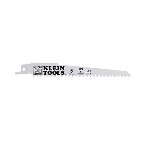 Reciprocating Saw Blades | Klein Tools 31716 6 in. 6 TPI Bi-Metal Reciprocating Saw Blade (5/Pack) image number 0