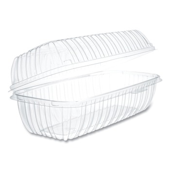  | Dart C99HT1 5.1 in. x 9.9 in. x 3.5 in. 29.9 oz. Showtime Hinged Hoagie Plastic Containers - Clear (100/Bag 2 Bags/Carton)