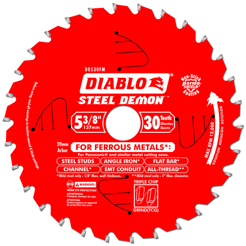 Blades | Diablo D0530FM 5-3/8 in. 30 Tooth Steel Demon Ferrous Metals Saw Blade image number 0