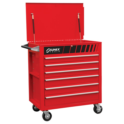 Tool Carts | Sunex 8057 Full 6 Drawer Professional Duty Service Cart (Red) image number 0