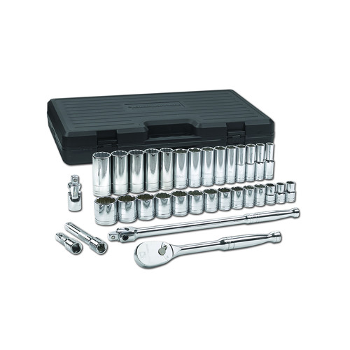 Socket Sets | GearWrench 80714 33-Piece SAE 1/2 in. Drive 12 Point Standard/Deep Socket and Wrench Set image number 0