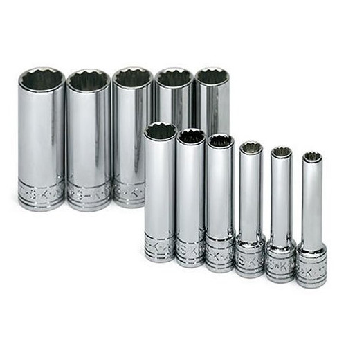 Socket Sets | SK Hand Tool 1350 11-Piece 1/4 in. Drive 12-Point Deep Well Metric Socket Set image number 0