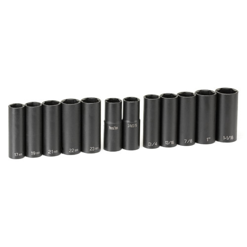 Sockets | Grey Pneumatic 1500DW 12-Piece 1/2 in. Drive 6-Point SAE/Metric Extra-Thin Wall Deep Impact Socket Set for Wheel Service image number 0