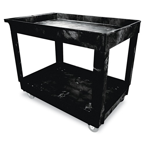Utility Carts | Rubbermaid Commercial FG9T6700BLA 2 Shelves Plastic 500 lbs. Capacity 24 in. x 40 in. x 31.25 in. Service/Utility Carts - Black image number 0