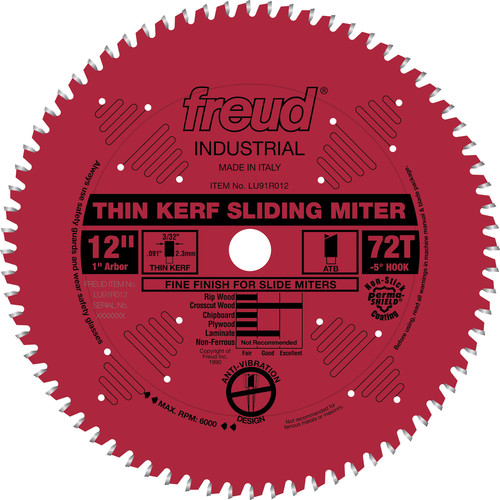 Miter Saw Blades | Freud LU91R012 12 in. 72 Tooth Thin Kerf Sliding Compound Miter Saw Blade image number 0