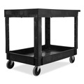 Utility Carts | Rubbermaid Commercial FG9T6700BLA 2 Shelves Plastic 500 lbs. Capacity 24 in. x 40 in. x 31.25 in. Service/Utility Carts - Black image number 3