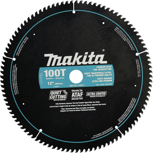 Miter Saw Blades | Makita A-94817 12 in. 100 Tooth Premium Ultra-Fine Crosscutting Miter Saw Blade image number 0