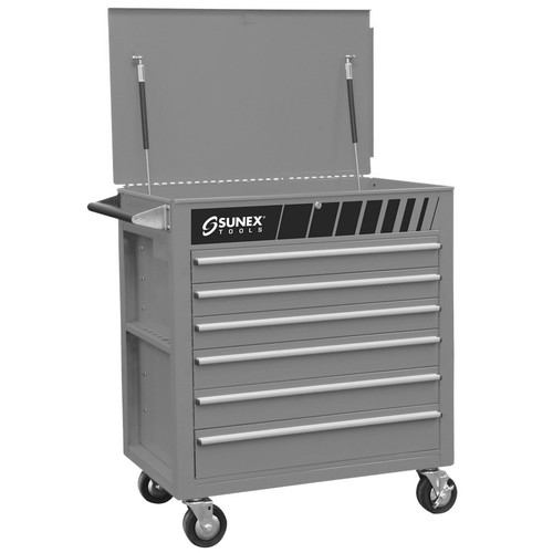 Tool Carts | Sunex 8057S Premium Silver Full Drawer Service Cart image number 0