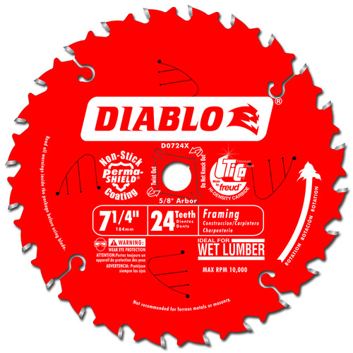 Blades | Diablo D0724X 7-1/4 in. 24 Tooth Framing Saw Blade image number 0