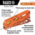 Laser Levels | Klein Tools LBL100 Magnetic 0.85 in. x 7.3 in. x 1.84 in. Cordless Laser Level with Bubble Vials image number 1