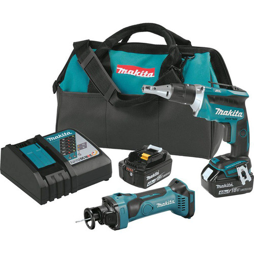 Combo Kits | Makita XT255MB 18V LXT 4.0 Ah Cordless Lithium-Ion Brushless Drywall Screwdriver and Cut-Out Tool Combo Kit image number 0