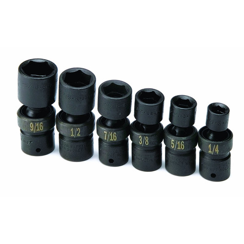 Sockets | SK Hand Tool 32300 6-Piece 1/4 in. Drive Swivel SAE Impact Socket Set image number 0