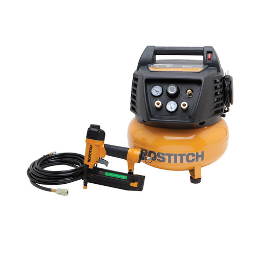 Nail Gun Compressor Combo Kits | Factory Reconditioned Bostitch BTFP72665-R 18 Gauge Brad Nailer and 6 Gallon Oil-Free Pancake Air Compressor Combo Kit image number 0