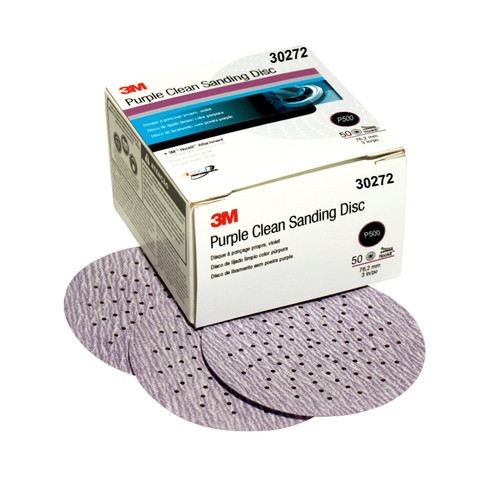 Grinding Sanding Polishing Accessories | 3M 30272 Purple Clean Sanding Hookit Disc 3 in P500 (50-Pack) image number 0