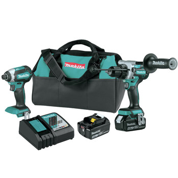 CLEARANCE | Makita XT291M 18V LXT Brushless Lithium-Ion 1/2 in. Cordless Hammer Driver Drill / Impact Driver Combo Kit with 2 Batteries (4 Ah)