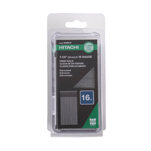 Nails | Hitachi 44201S 16-Gauge 1-1/4 in. Electro Galvanized Straight Finish Nails (1,000-Pack) image number 0