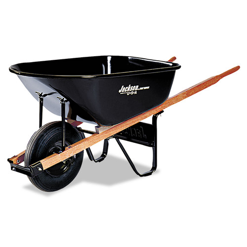 Yard Carts | Jackson Professional J6 Medium Duty 1-Wheel 6 cu-ft. Steel Wheelbarrow - Black image number 0