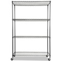 Tool Storage Accessories | Alera ALESW604818BA NSF Certified 48 in. x 18 in. x 72 in. 4-Shelf Wire Shelving Kit with Casters - Black Anthracite image number 1