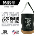 Cases and Bags | Klein Tools 5104FR 12 in. Flame-Resistant Canvas Bucket - Black image number 1