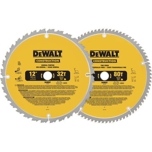 Blades | Dewalt DW3128P5 12 in. Series 20 Circular Saw 2-Blade Combo Pack image number 0