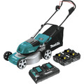 Push Mowers | Makita XML03PT1 18V X2 (36V) LXT Brushless Lithium-Ion 18 in. Cordless Lawn Mower Kit with 4 Batteries (5 Ah) image number 0