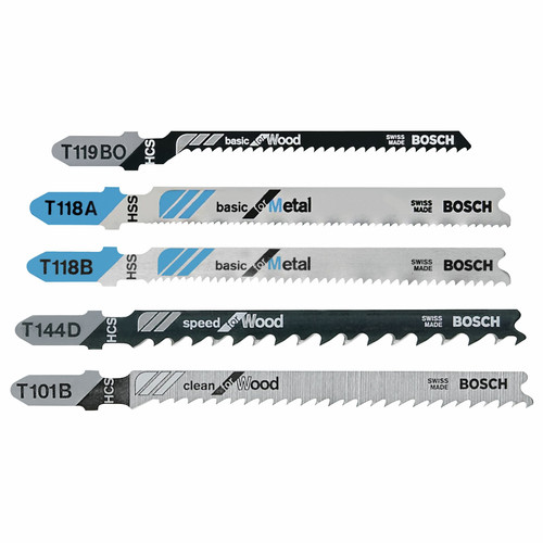 Blades | Bosch T500 5 Pc Cobalt Alloy Jig Saw T-Shank Blade Set for Wood and Metal image number 0