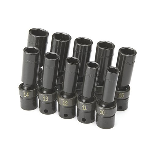 Sockets | SK Hand Tool 33375 10-Piece 3/8 in. Drive Metric Swivel 6 Point Impact Socket Set image number 0
