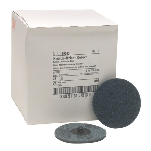 Grinding, Sanding, Polishing Accessories | 3M 7513 Scotch-Brite Roloc Surface Conditioning Disc Blue 3 in. Very Fine (25-Pack) image number 0