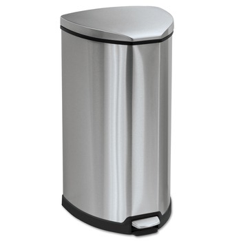  | Safco 9687SS 10-Gallon Step-On Stainless Steel Receptacle = Chrome/Black