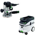 Plunge Base Routers | Festool OF 1010 EQ Plunge Router with CT 36 AC 9.5 Gallon Mobile Dust Extractor image number 0