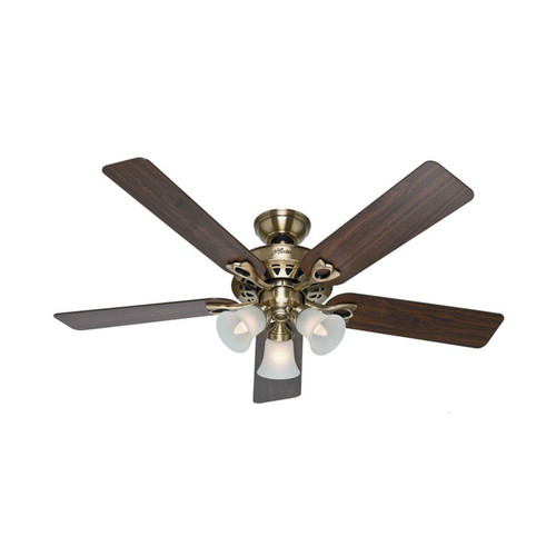 Ceiling Fans | Hunter 53115 52 in. Sontera Antique Brass Ceiling Fan with Light and Handheld Remote image number 0